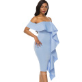 Sexy Bodycon Party Dress Celebrity Evening Ruffle Date Dinner Blue Girl Prom Dresses